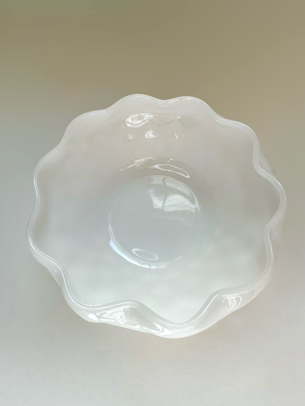 Vintage Anchor Hocking Milk Glass Serving Bowl Bubble Pattern 6.5”